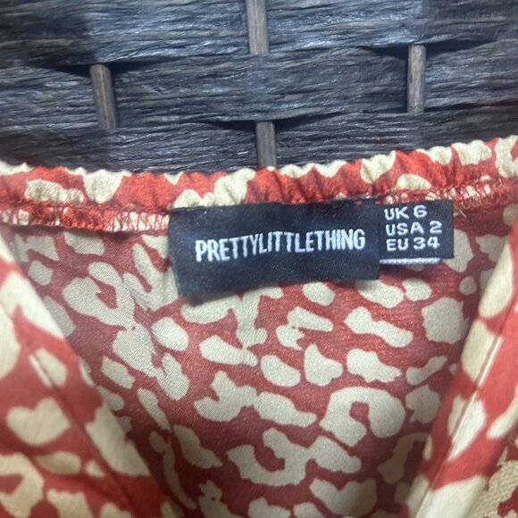 Pretty Little Thing Red Leopard Spaghetti Strap Mermaid Maxi Dress Size 2 - Picture 4 of 9